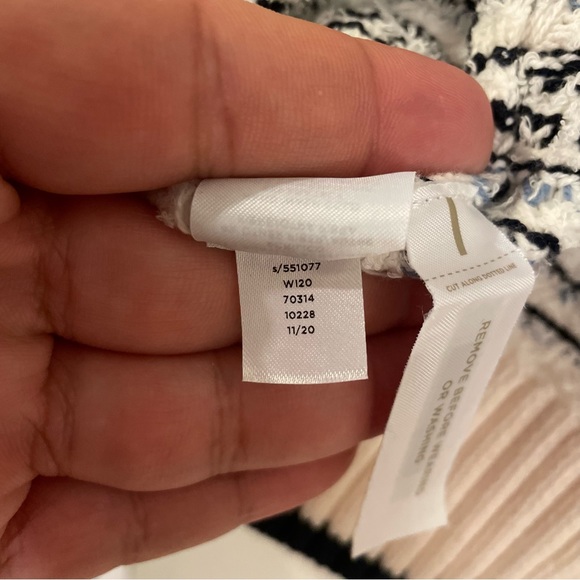 LOFT Tweed Blue and White Stripe Open Cardigan XS - Picture 6 of 7